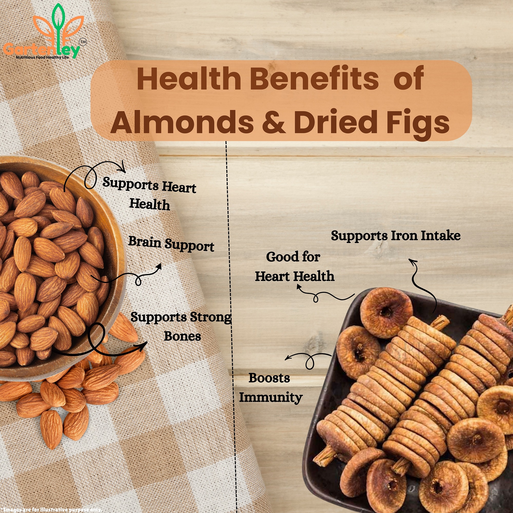 PREMIUM CALIFORNIA ALMOND (BADAM) KERNELS & DRIED FIGS (ANJEER) COMBO PACK- 400g - Image 4