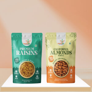PREMIUM CALIFORNIA ALMOND KERNELS & RAISINS (KISHMISH) COMBO PACK- 400g