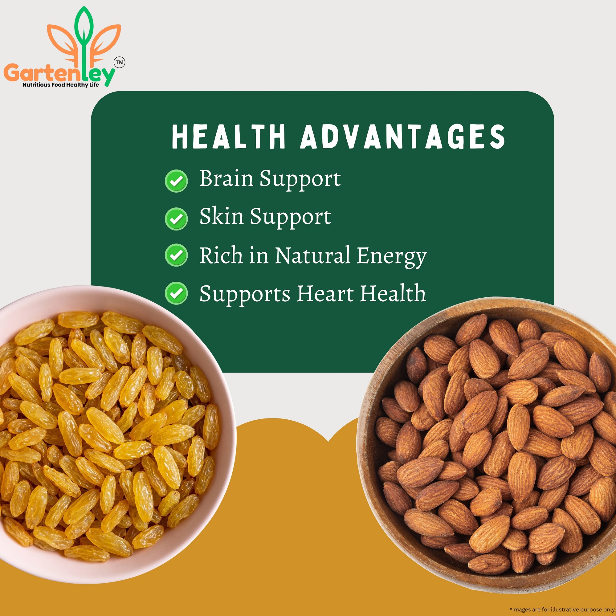 PREMIUM CALIFORNIA ALMOND KERNELS & RAISINS (KISHMISH) COMBO PACK- 400g - Image 4